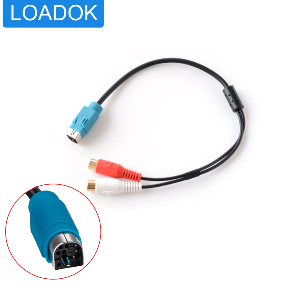 Car CD Radio Connector RCA Aux 2RCA Jack Subwoofer Cable Wire for ALPINE KCE-236B CDA-9886 CDA  IDA-X100 IVA-D105