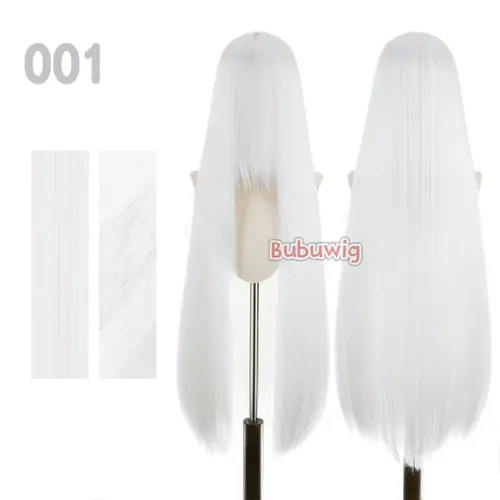 Bubuwig Synthetic Hair 100cm Long Straight Pure Color Cosplay Wigs Over 100 Colors Black White Red Blue Brown Wig Heat Resistant - Image 2