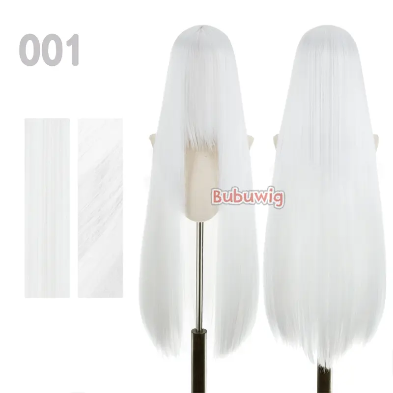 Bubuwig Synthetic Hair 100cm Long Straight Pure Color Cosplay Wigs Over 100 Colors Black White Red Blue Brown Wig Heat Resistant - Image 2