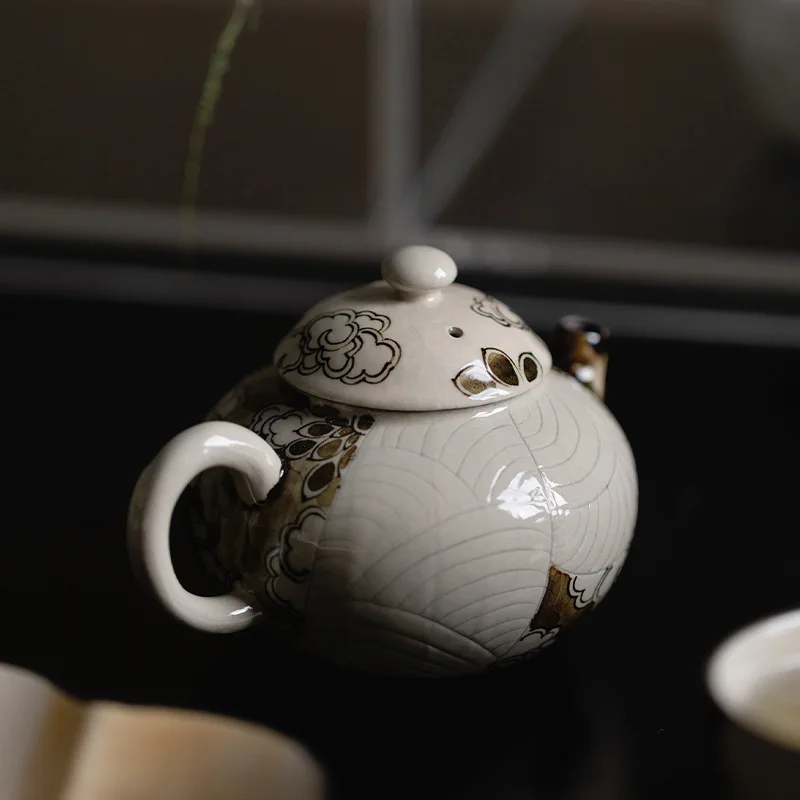 Fanyu Jingdezhen Hand-Painted Cizhou Kiln Kongmeng Zen-Inspired High-End Artistic Teapot Comfortable To Hold Without Burning
