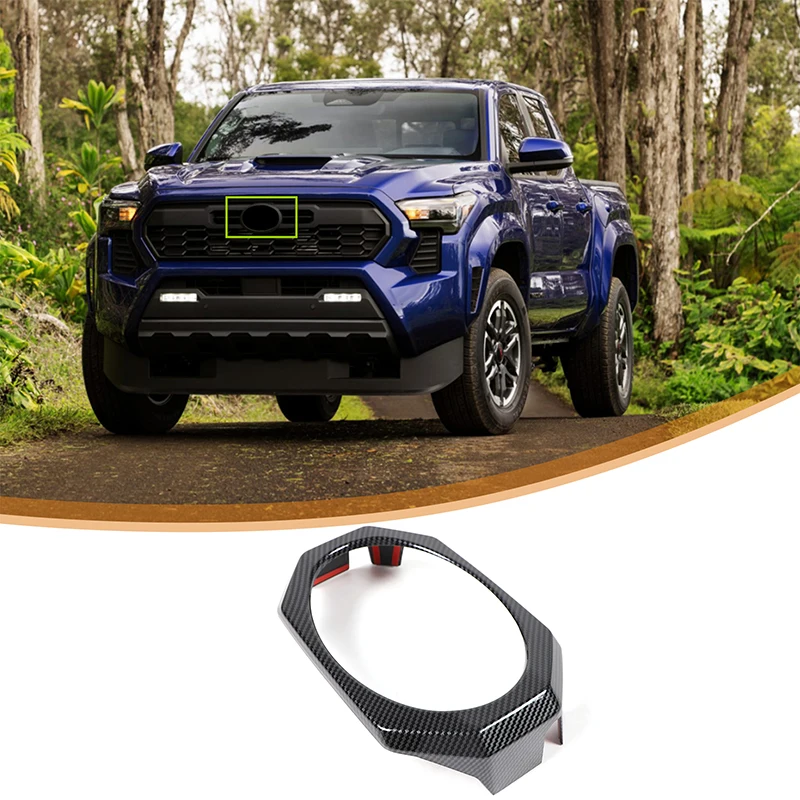 

For Toyota Tacoma 2024+ ABS carbon fiber car styling front logo decorative ring sticker car exterior protection accessories 1Pcs