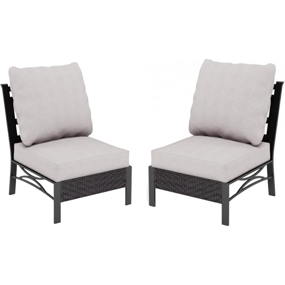 

Patio Furniture Set, 2 Seat Outdoor Sectional Sofa Conversation Set, Woven Rattan Patio Couch for Backyard, Garden, Deck