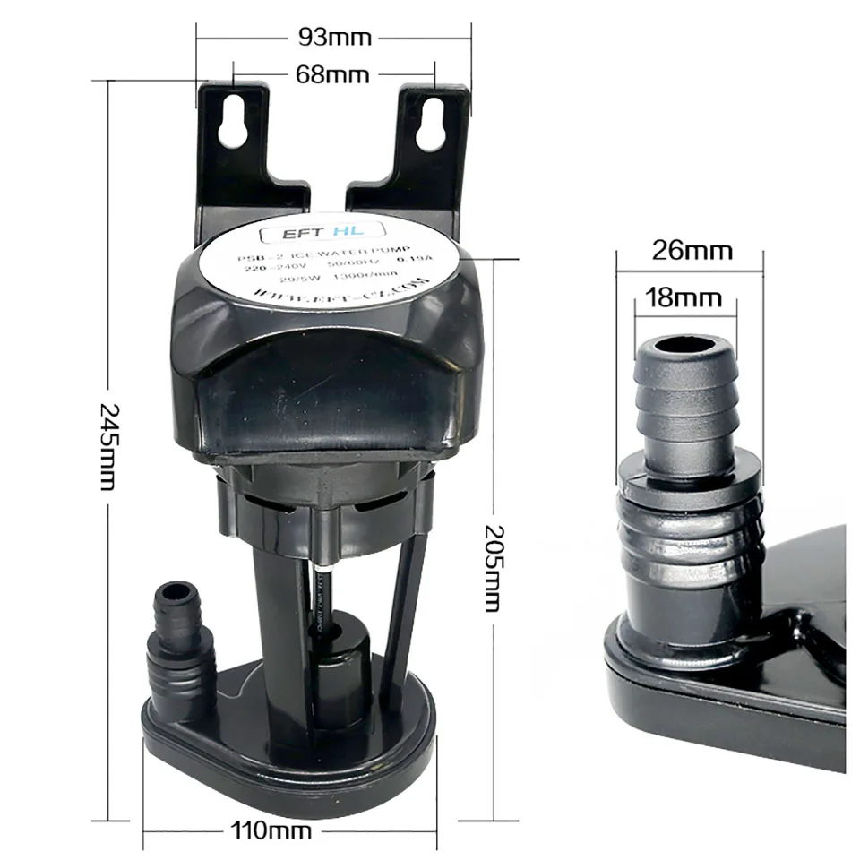 5W Ice Machine PSB-2 Universal Water Pump 220V-240V Ice Water Pump Motor Speed 1300RPM 0.19A 50HZ/60HZ