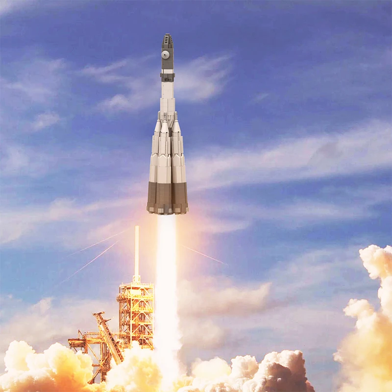MOC Vostok Rocket Family Soviet R-7 1:110 Scale Building Block Kits Space Station Launch Vehicle Brick Model Kids Toy Best Gift