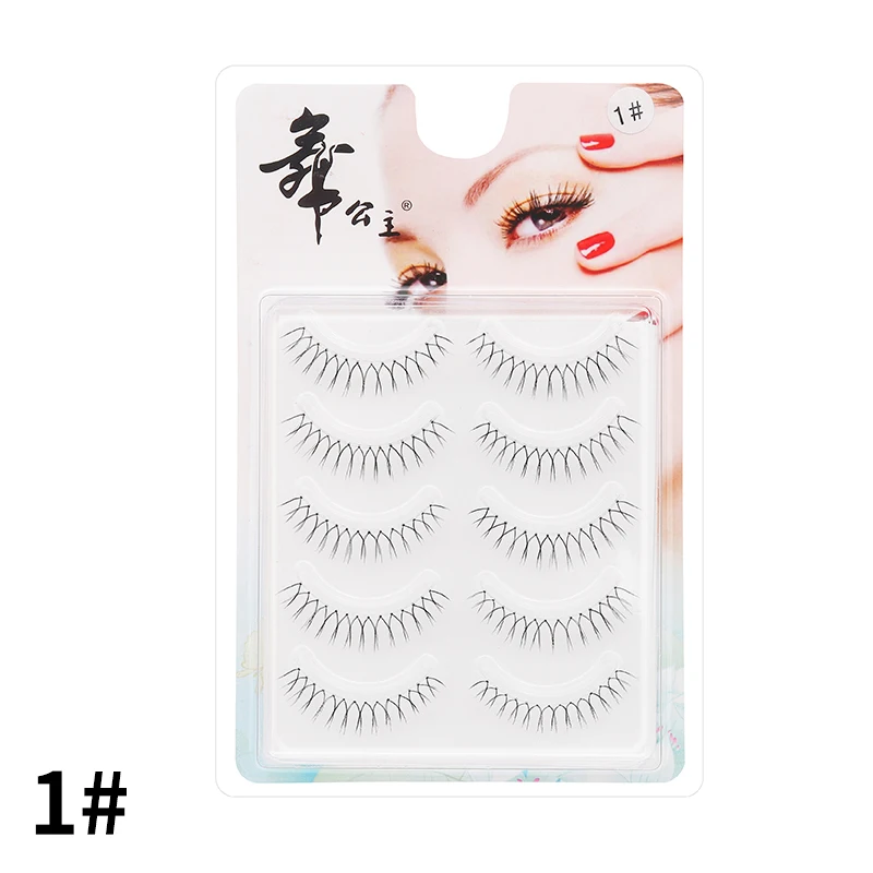 5 Paar Anime-Wimpern mit transparentem Stiel, unsichtbare Manga-Wimpern, natürliche falsche Wimpern für Make-up – Detail 13
