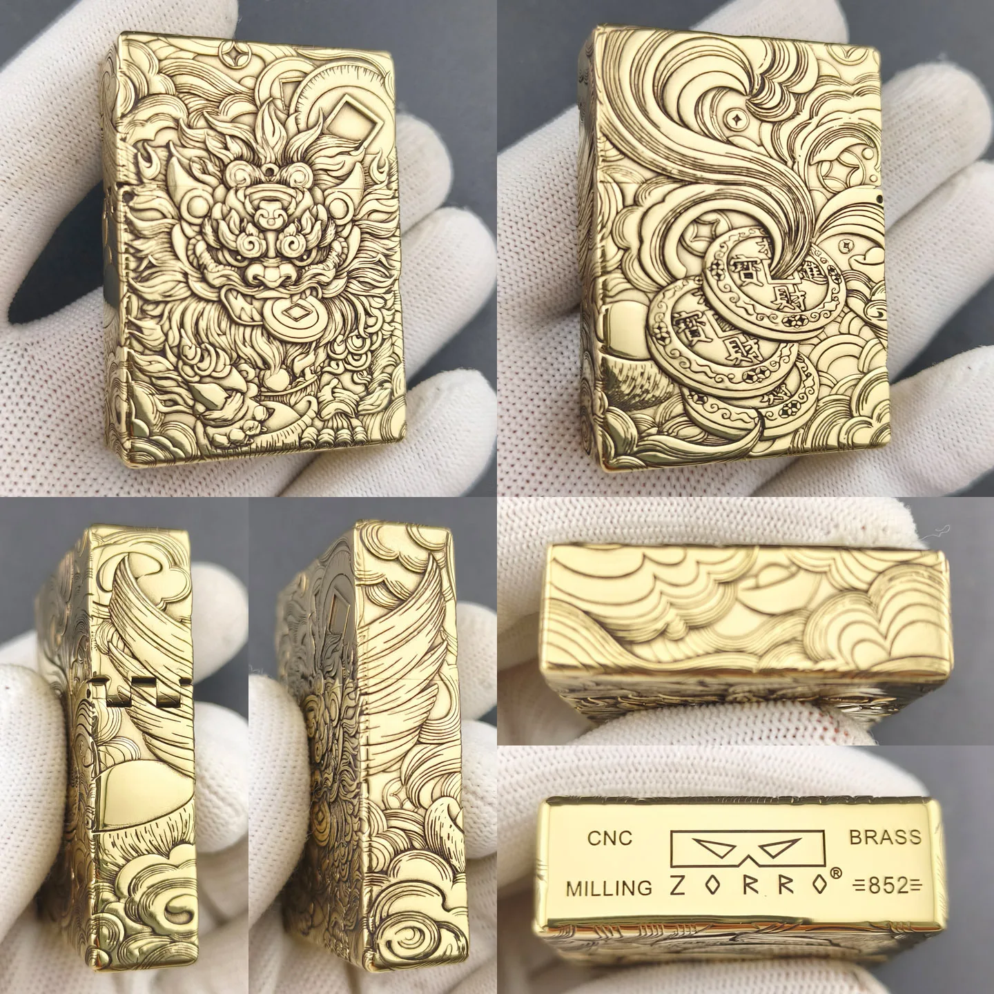 2027 New ZORRO 852 Brass Kerosine Lighter, Personalized Creative Heavy Armor Retro Wheel Lighter, Smoking Accessories