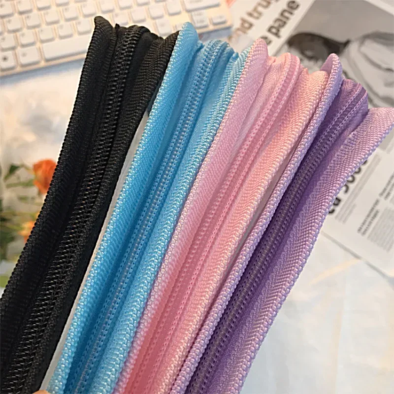 A5 Transparent Pvc Flash Powder Zipper File Package Solid Color Simple Plastic Student Data Storage Bags Hand Ledger Stationery