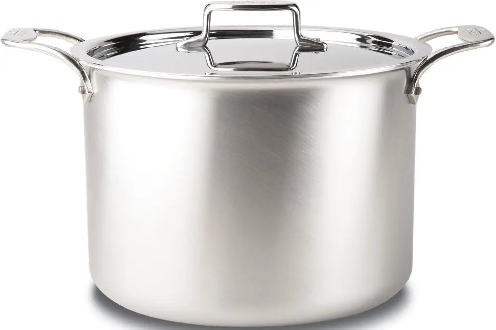 BD55512 D5 Brushed 18/10 Stainless Steel 5-Ply Bonded Dishwasher Safe Stock Pot with Lid Cookware, 12-Quart, Silver