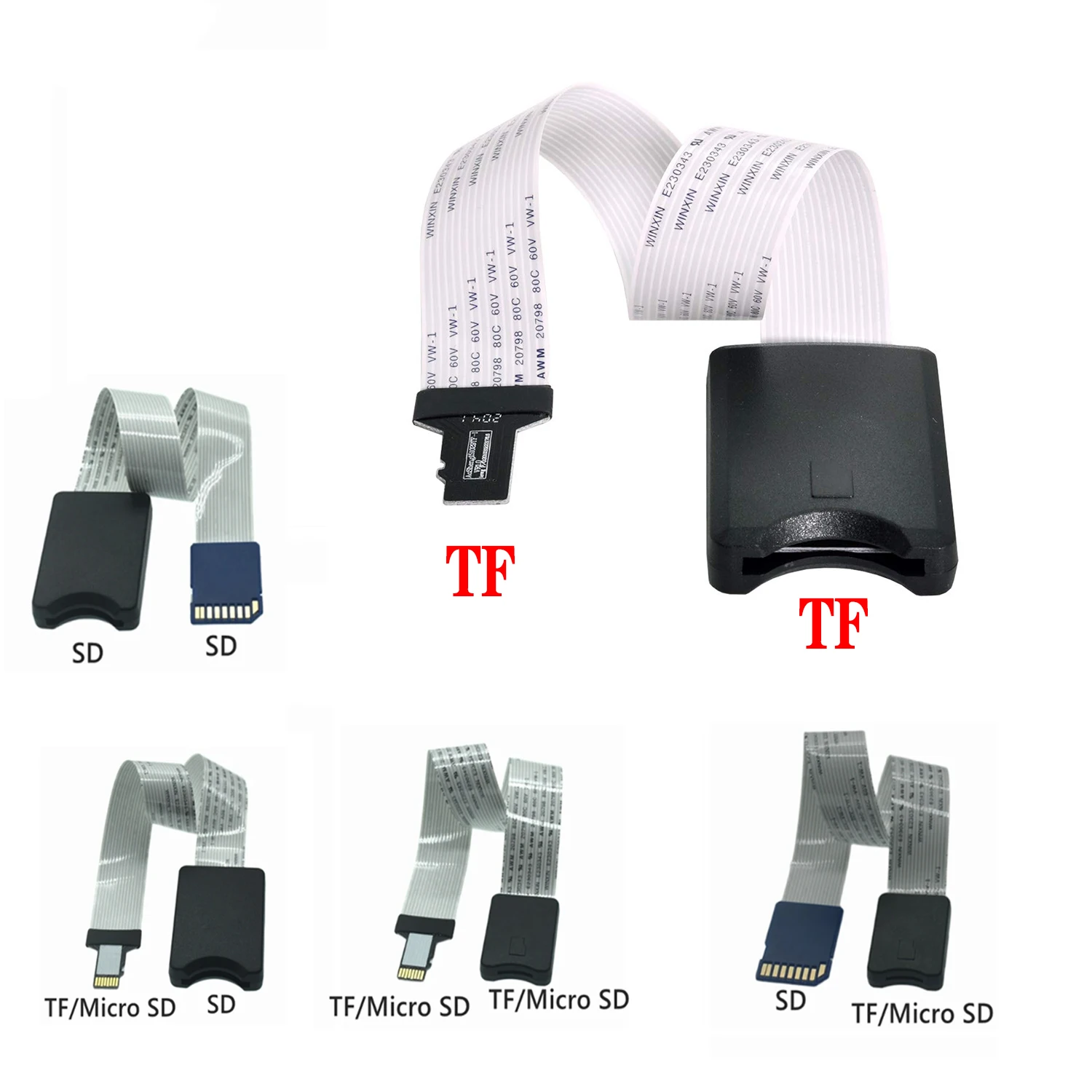 100cm 48CM 60cm TF Male Female To Micro SD Female Male Card Reader Extension Adapter Cable Extender For Car GPS Phone TV Camera
