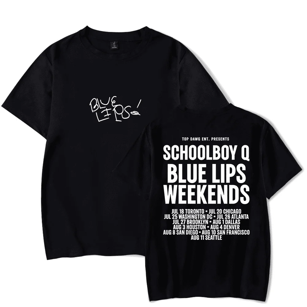 

Schoolboy Q Blue Lips Weekends Merch T-Shirt Unisex Short Sleeved T Shirt Casual Tee