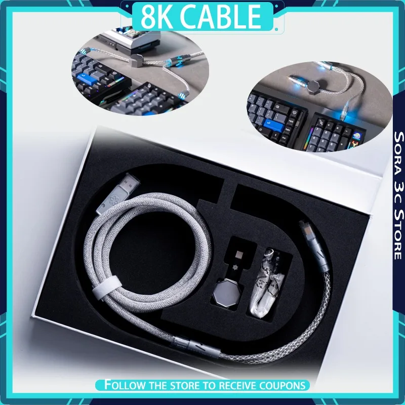 

SOULCAT One To Two 8K Magnetic Axis Keyboard Aviation Plug Cables Zinc Alloy CNC Joint Stable Output DIY Gamer Accessories