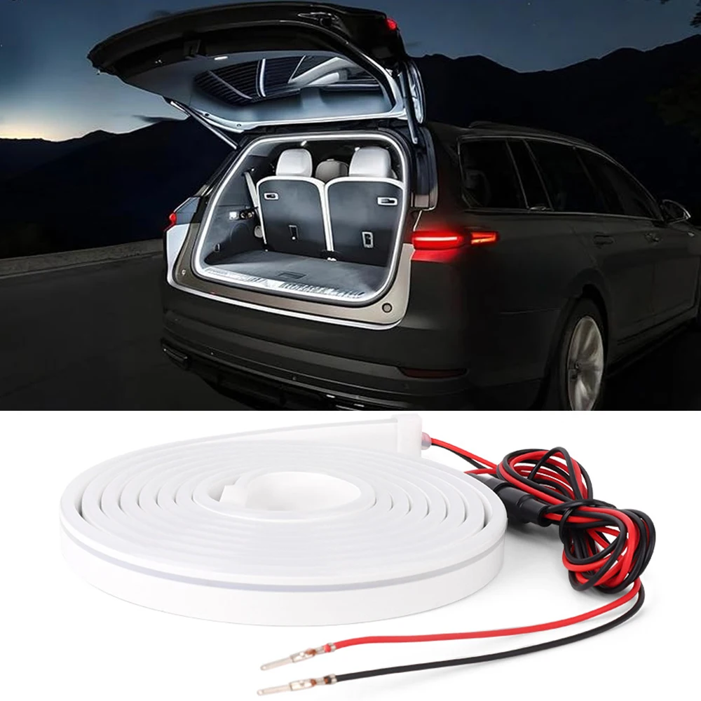 Iluminação LED para Porta-Malas de Carro, Luzes Ambientais, Iluminação para Compartimento de Bagagem Dianteiro e Traseiro, Decoração Flexível com Fluxo Dinâmico