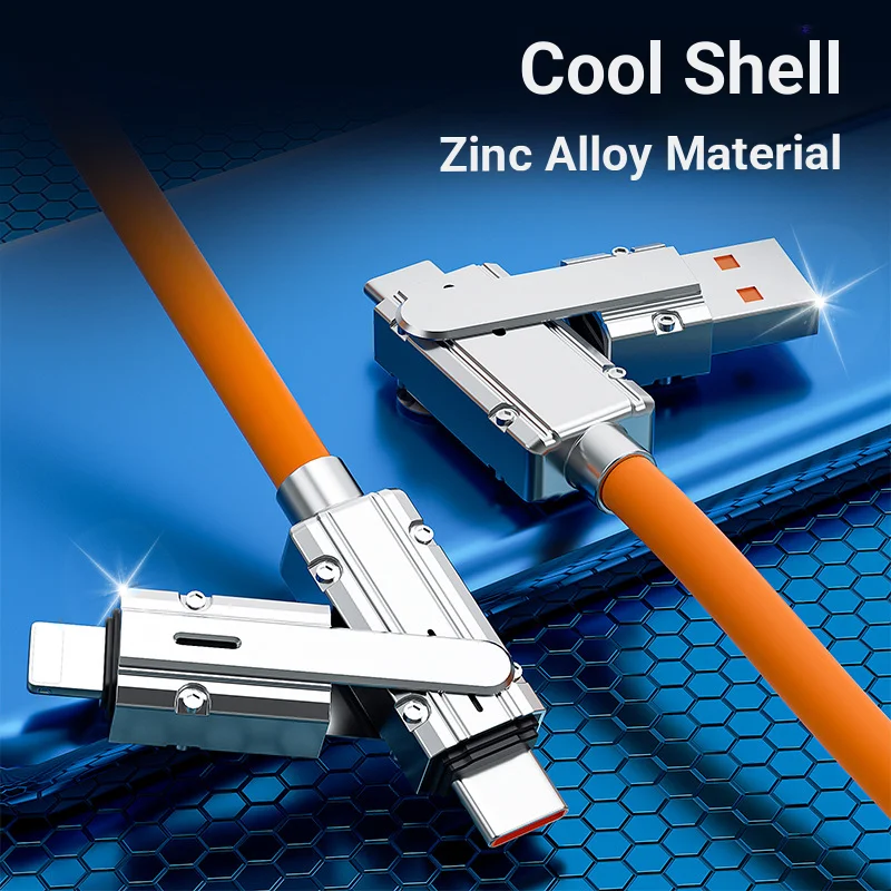 

2 in 2Fast Charging USB Type-C Cable MAX 120W Lightning Multi-Functional Aluminum Alloy Compatible with iPhone 15/16 And Samsung