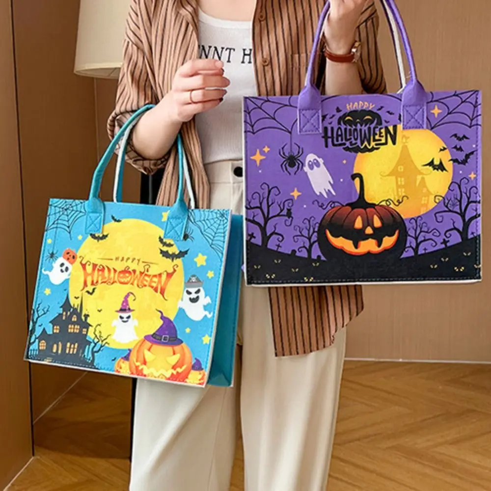 سعة كبيرة للهالوين حقيبة يد من القماش حقيبة الأم خدعة أو علاج حقيبة حمل حقيبة الحلوى حقيبة تخزين اليقطين في الهواء الطلق