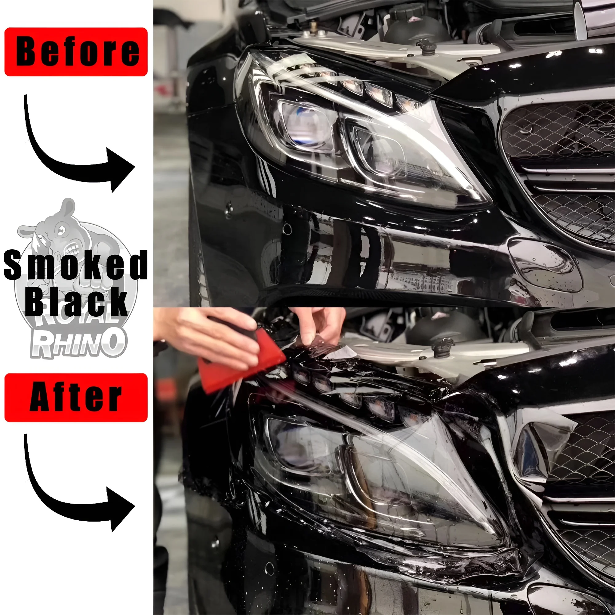 Self-healing Tpu Ppf Headlight Film Anti Scratches Protect Smoke Black Car Lamp Tint Film For Audi Bmw Tesla Decorate Styling