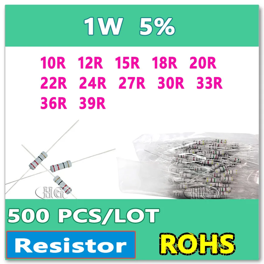Jasnprosma 500 יח'\חבילה 5% 1w 10r 12r 15r 18r 20r 18r 20r 22r 24r 27r 30r 33r 36r 39r סרט טבל אוהם התנגדות או