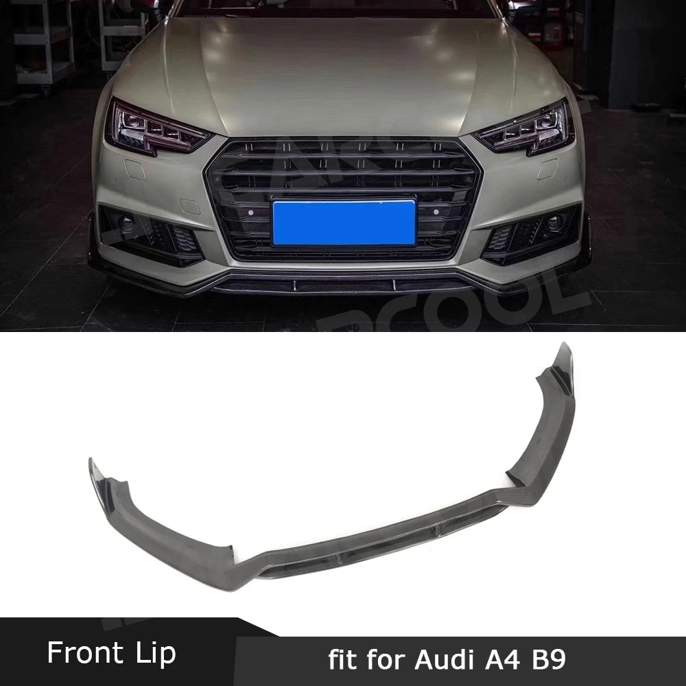 

Real Carbon Fiber Front Lip Chin Spoiler Apron For Audi A4 S4 B9 2017-2019 Head Shovel Guard Car Styling Auto Para Accessories