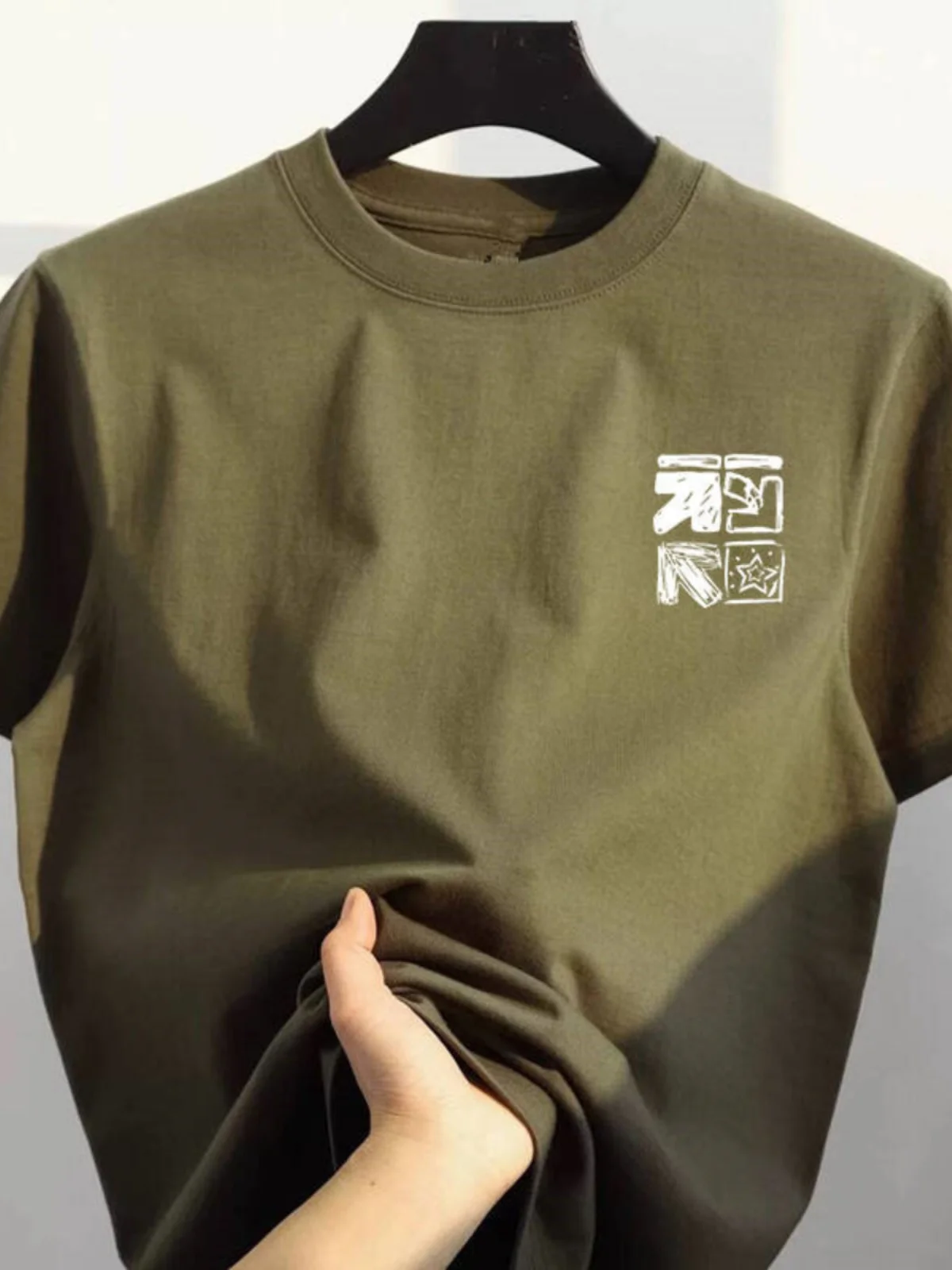 

American Sle Men's Cotton T-irt Summer Heavyweight ort Sve Printed Loose Fit round Ne Cool Wind Regular Length