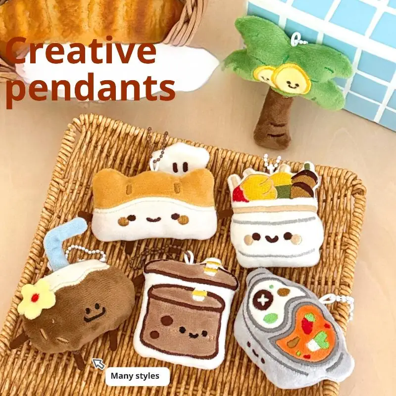 1/2 pezzi cartone animato simulato cibo figurine portachiavi in peluche divertente bambola di pezza morbida giocattolo zaino appeso decorazione accessori regali