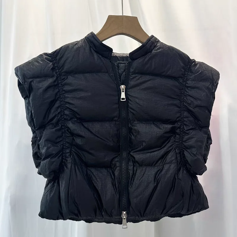 

Белый жилет Du down ort Sle Design Sensation Европейские товары Высокая талия Fly oulder Winter Design Commute Sle