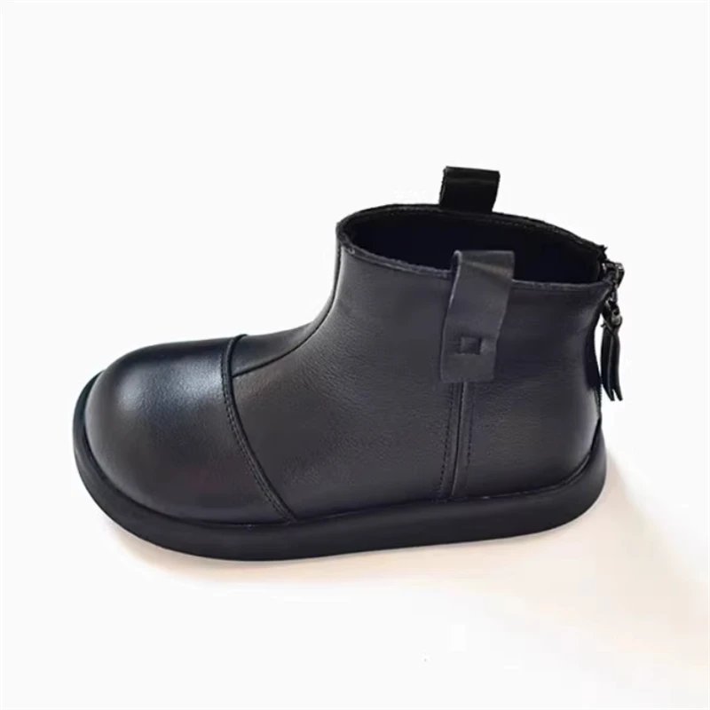 Zapatos para niños, botines de cuero genuino Chelsea informales para otoño e invierno, botas de montar de piel de vaca a la moda para bebés y niñas