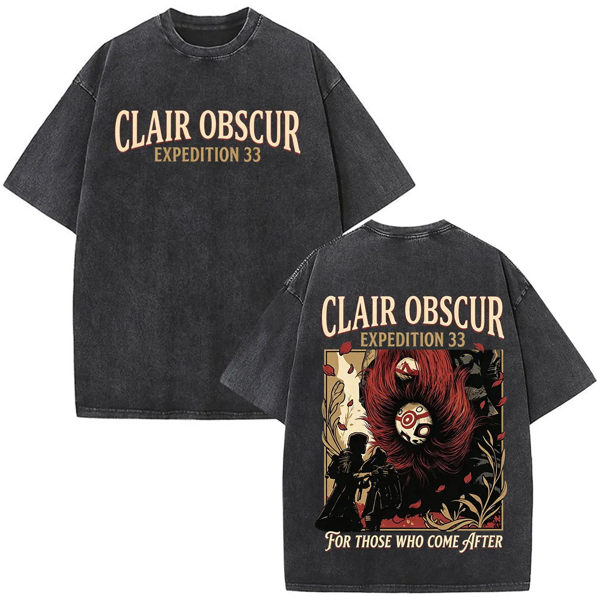 Game Clair Obscur Expedition 33 Washed Vintage T Shirts Men Women Clothing Harajuku Oversized Short Sleeve T-shirts Streetwear
