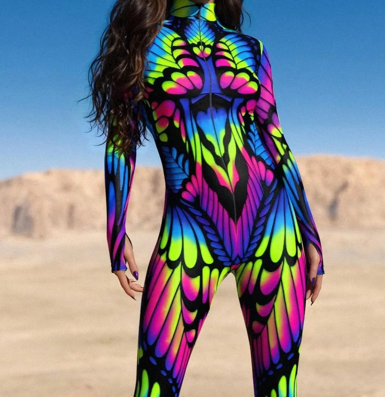 Halloween Bunter 3D-Druck Damen-Jumpsuit Erwachsener Sexy Rollenspiel-Bodysuit Party Bühnenauftritt Monos Catsuit Rave-Outfit – Detail 17