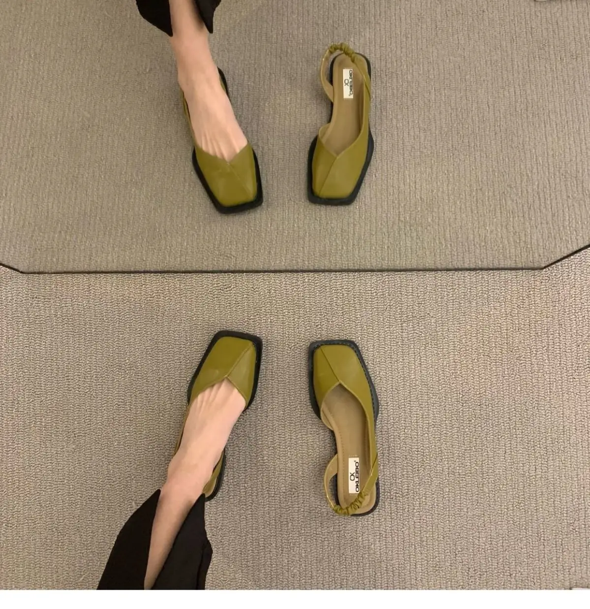 

Women Sandals Elegant Square Toe Flat Shoes for Women Fashion Low Heels Sandals Brand Designer Women Party Shoes