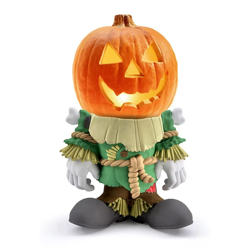 HOT SALE Halloween Pumpkin Knight Garden Decoration Resin Lantern Skull Horror Glowing Light Statue Outdoor Lawn Home Decoration