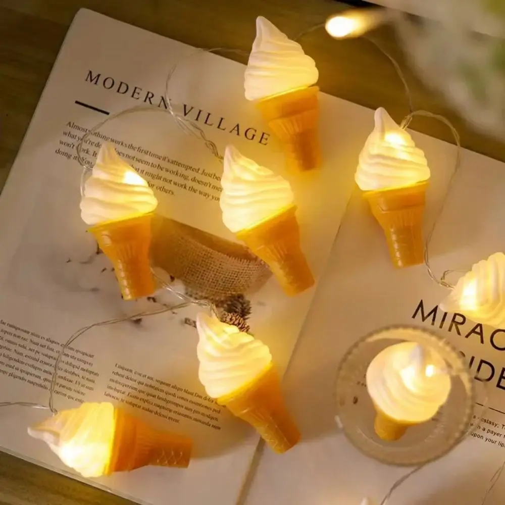 Sandwich Ice Cream Lights String 2M 10LED Warm Light Led Burger Light String Cartoon Waterproof Holiday Decorative Lamp Party