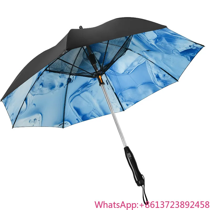 

Spray Fan Umbrella Cooling Straight Rod Umbrella Advanced Parasol Vinyl Sunscreen Umbrella