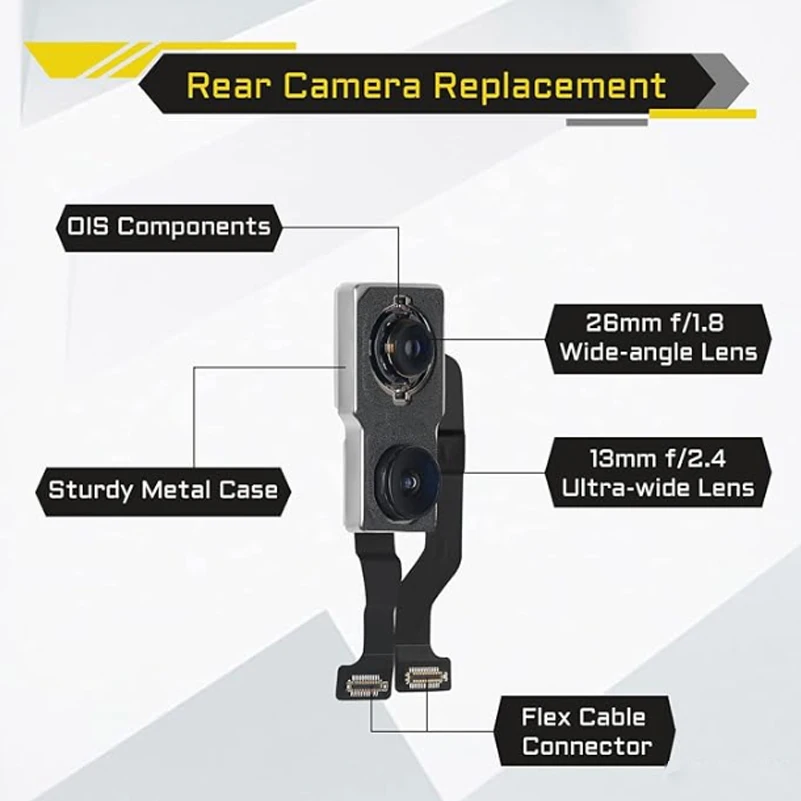 OEM Rear Camera For iPhone 11 Main Back Camera Replacement for iPhone 11 Main Rear Camera with Flex Cables 4K Video A2111 A2223