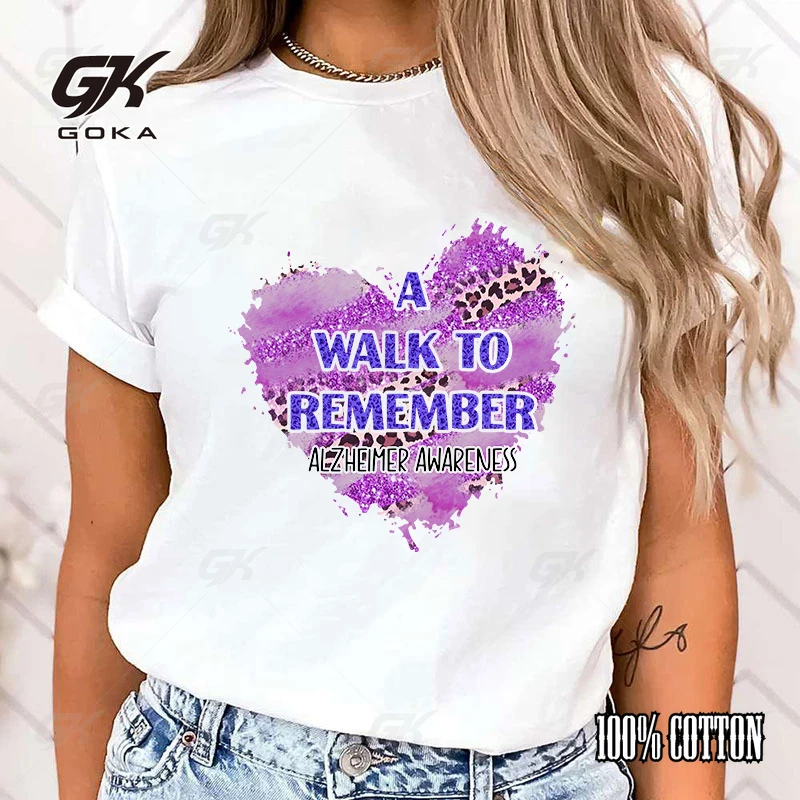 Fashion T-Shirt A Walk To Remember Alzheimer Awareness Love Print Designed Summer Tops Tees