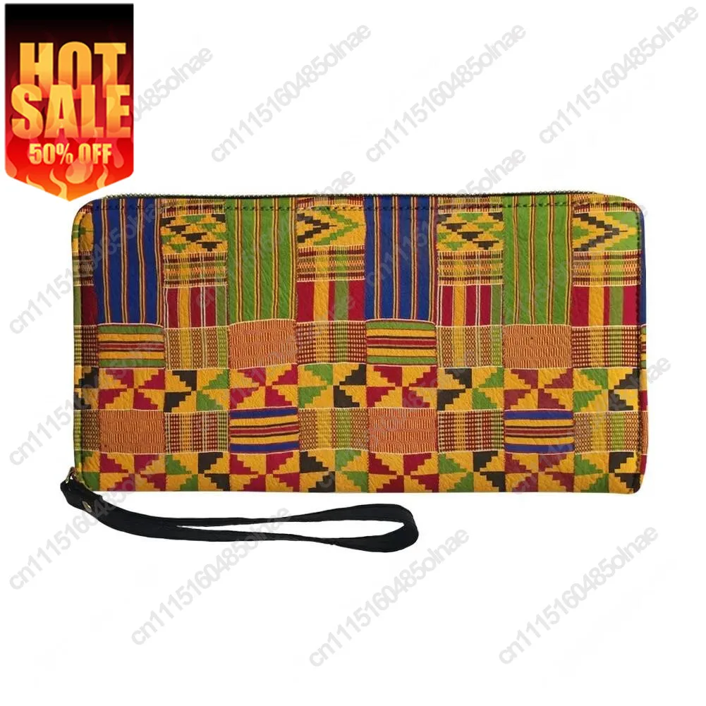 African Ethnic Culture Design Custom Purse Mens Womens Zipper Long Wallets Double Print Portable Wallet Gift Bag