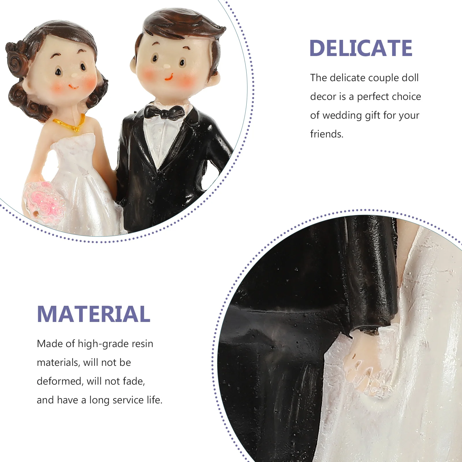 Couple Statue Wedding Ornaments Multi-function Decor Wear-resistant Figure Delicate Desktop Tabletop Cake Bride