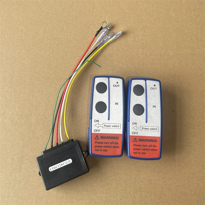 Wireless Winch Remote Control 100FT 12-24V Switch Handset Compatible With Most Brands Of Recovery Black With Twin Handset