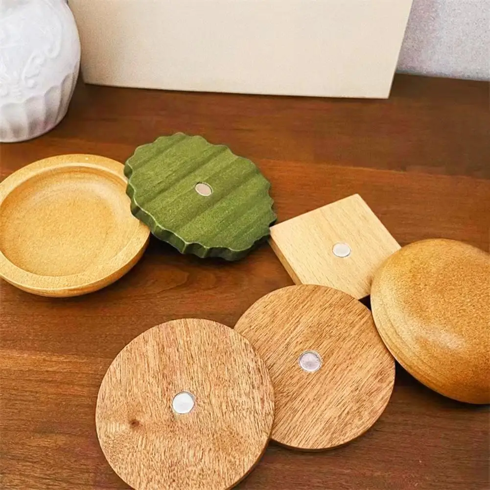 Easy Clean Coaster Wooden Hamburger Coaster Set with Stand Heat Resistant Trivet Mat Home Decoration for Hot Pot Pan Drink Cup