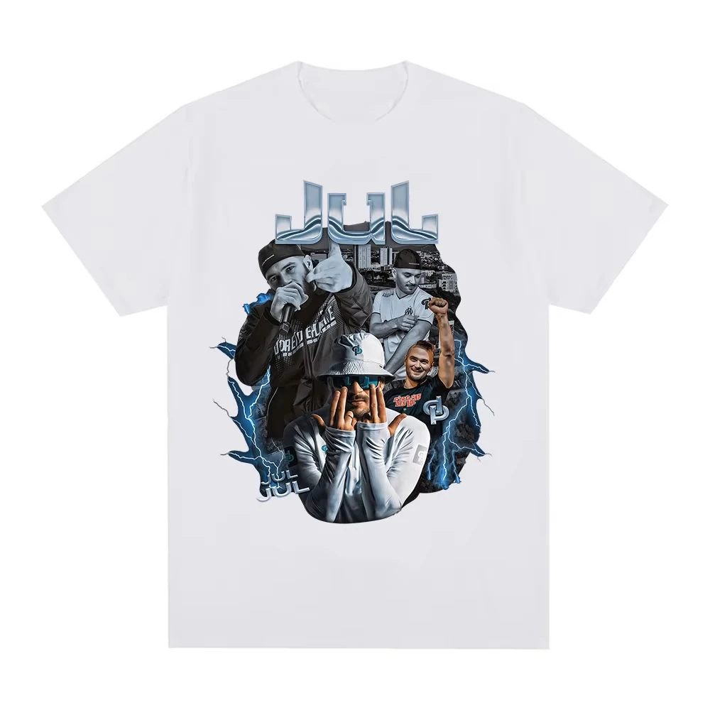 Lässiges Baumwoll-T-Shirt mit Grafik, bequemes T-Shirt mit Aufdruck des französischen Rappers Jul für Damen und Herren