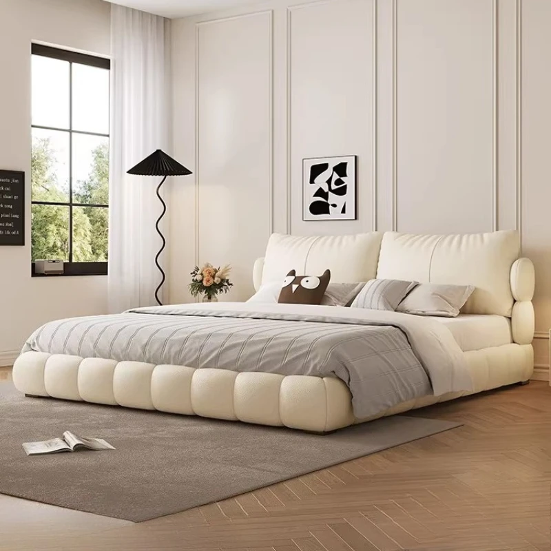 

Двуспальная кровать King Size из натуральной кожи 180x200 см, современный дизайн в кремовом стиле, мебель для спальни, Letto Matrimoniale