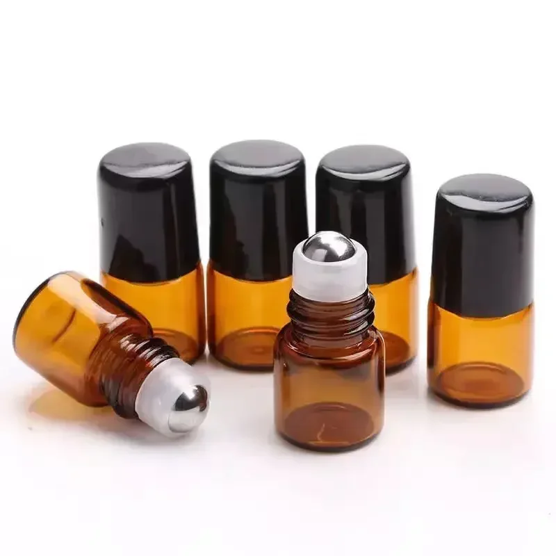 

여행용 2ml Glass Roll on Bottles For Essential Oils Amber Refillable Glass Roller Metal Oil Vials Mini Bottle Travel Essentials