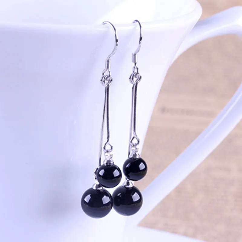 925 Sterling Silver Fashion Personality Tassel Agate Earrings Birthday Party Anniversary Gift