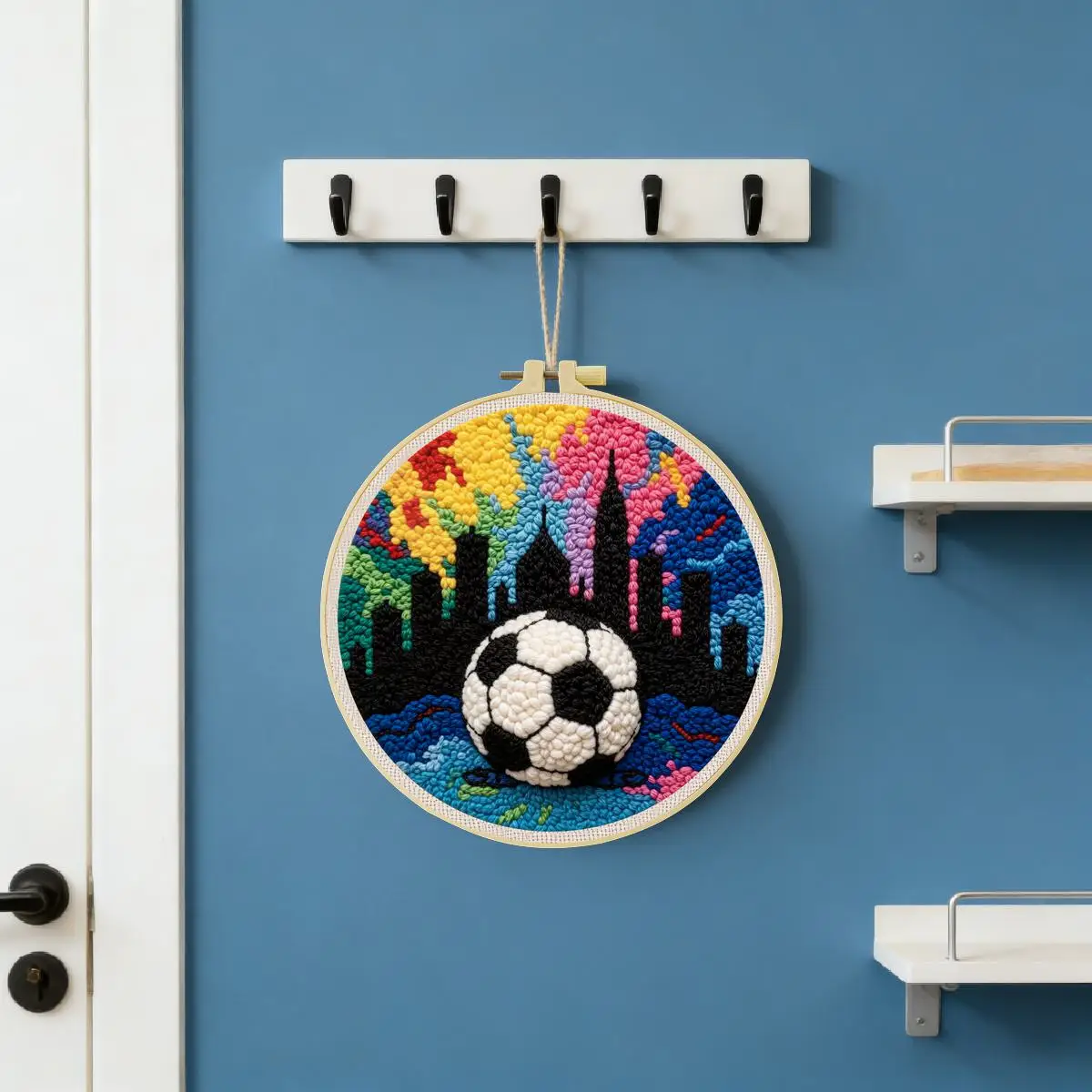 20X20CM/7,87 Zoll Urban Football Punch-Nadel-Stickset, Stickerei, gestrickte Stickerei, DIY handgemachtes Geschenk – Detail 1