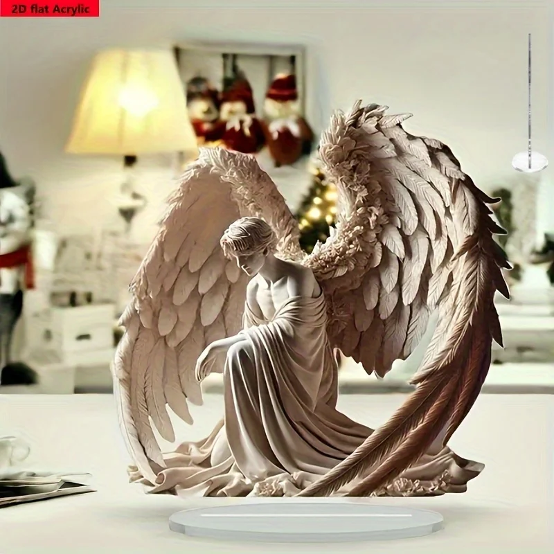 2D Elegant Acrylic Angel Ornament Desktop Decor Multi-Functional Home Office Artistic Christmas New Year Gift High Aesthetic