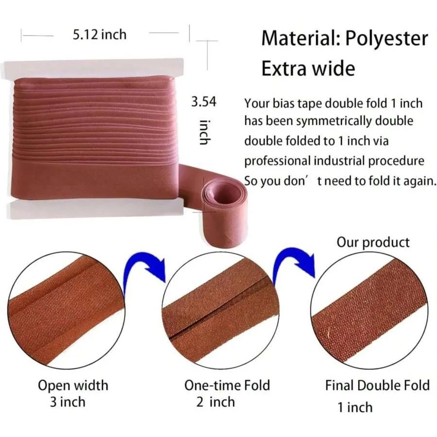 

Tewadoo Bias Tape Double Fold 1 Inch U2013 Brown Polyester 10 Yards Bias Binding Tape For Sewing Quilt Binding Hemming Seaming