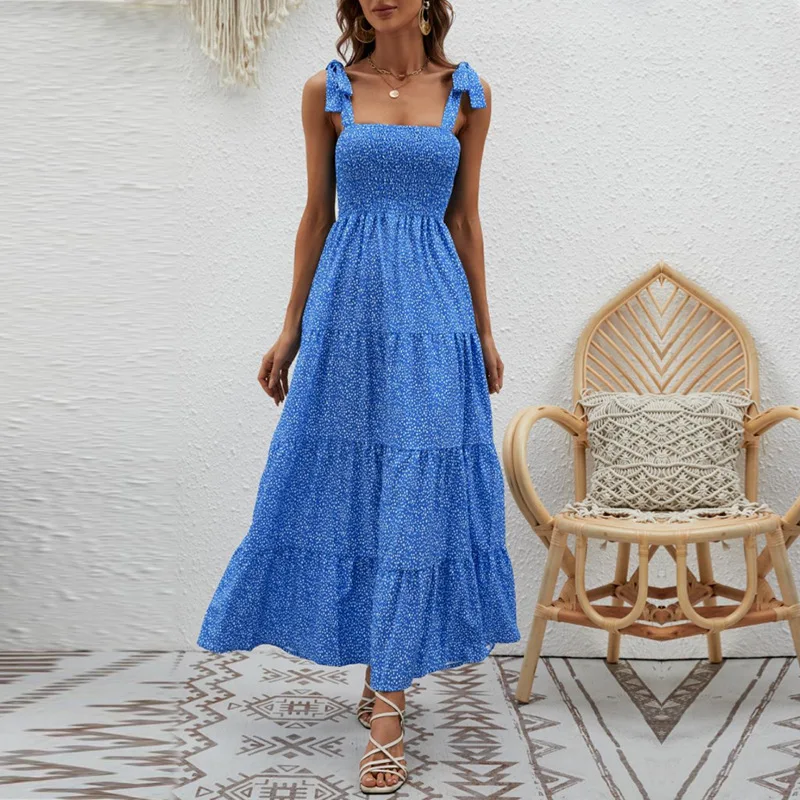 ชุดเดรสสตรีเดรสยาวแขนกุดสำหรับใส่ไปทำงาน เดรสสตรีทแวร์พิมพ์ลายบอดี้คอนสำหรับฤดูร้อน