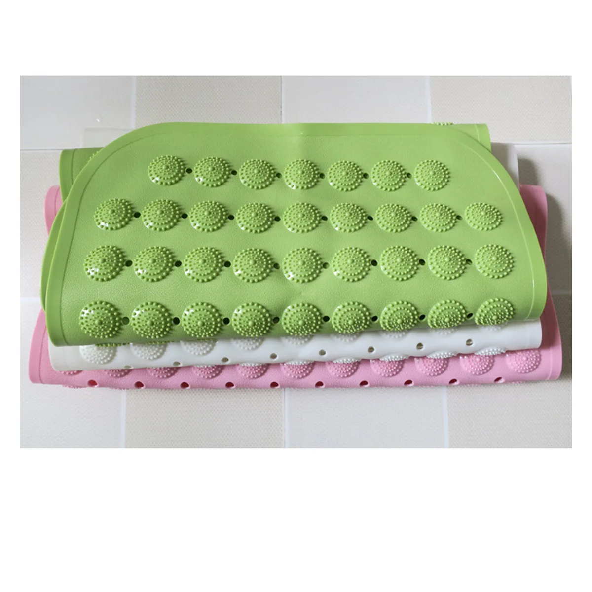 

48X48Cm Non-Slip Bath Mat Tpr Rubber Pvc Floor Pad Suction Cups Raised Dots Design For Shower Tub Spa Bathroom Use Pink