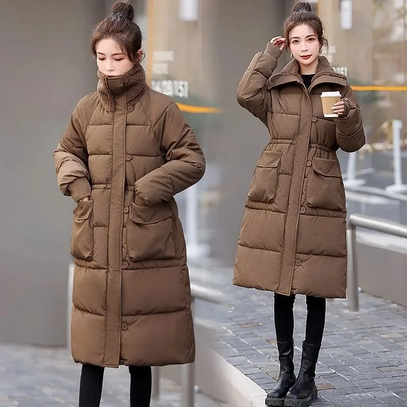 Women\'s Winter Snow Parkas 2024 New Style Korean Thicken Cotton Coat Jacket Long Casual Puffer Overcoat Student Windproof Outerw