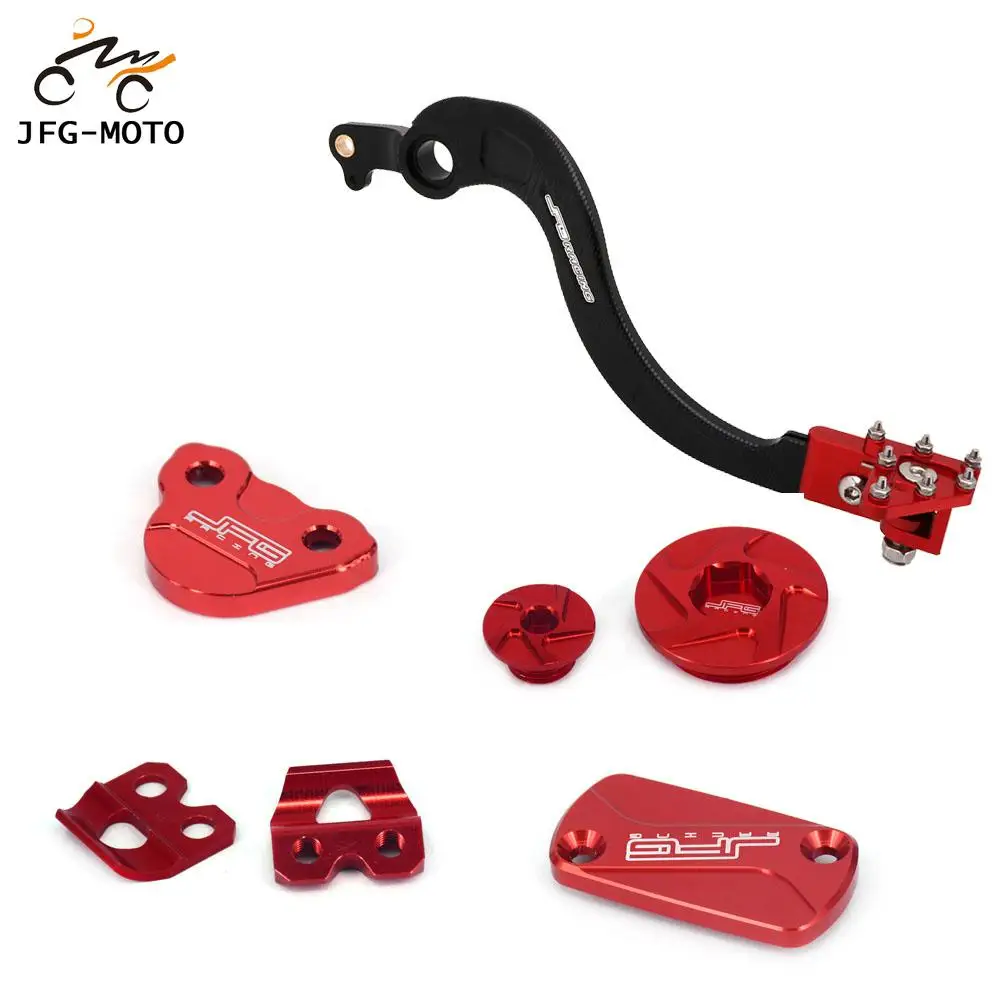 

Motorcycle CNC Brake Lever Pedal Front Rear Brake Fluid Reservoir Timing Oil Plug Brake Line Clamp Set For HONDA CRF250R CRF450R