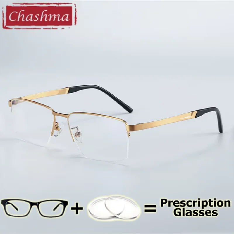 

Gentlemen Prescription Eyeglasses Reading Glasses Men Myopia Farsighted Blue Ray Block Fashion Pure Titanium Semi Glasses