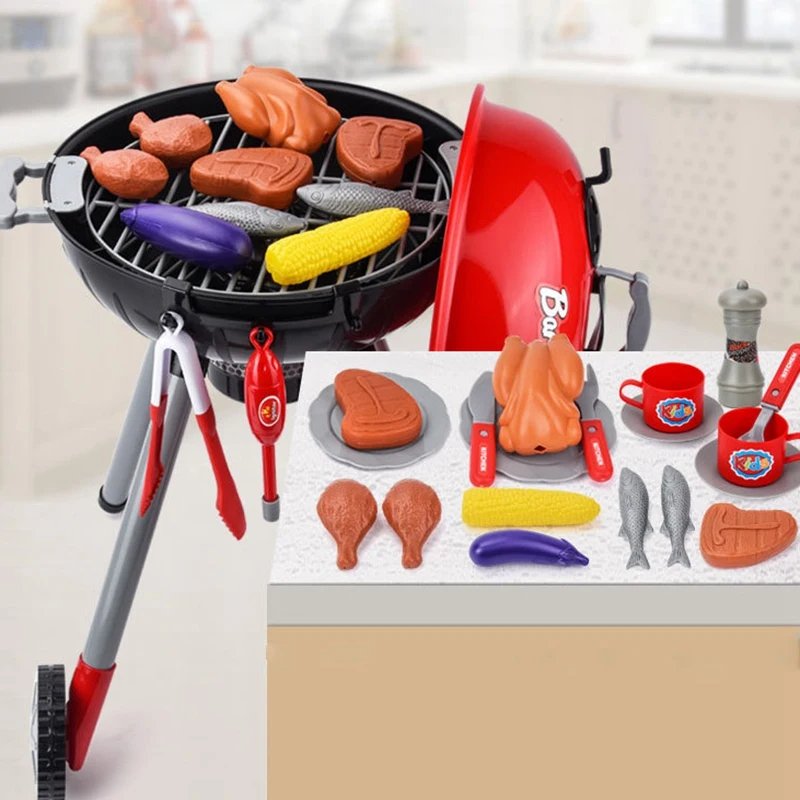 Kids Toys Sets BBQ Barbecue Grill Toy Accessories Children's Play Role Chef Simulation BBQ Suits Kitchen Performing Gift